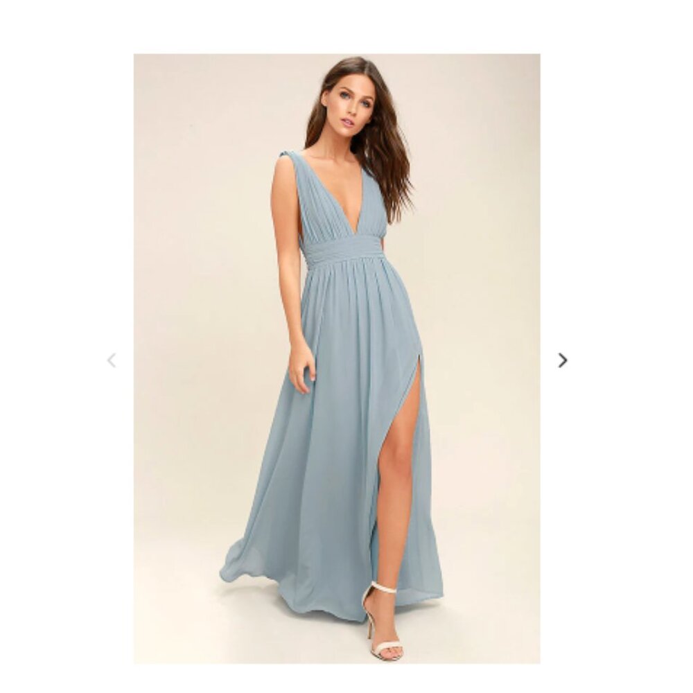 LULU'S Heavenly Hues Light Blue Maxi Dress